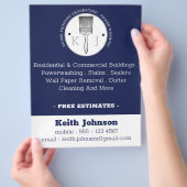 ハウスペインターのパワー洗浄請負業者ダークブルー チラシ (手)