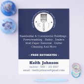 ハウスペインターのパワー洗浄請負業者ダークブルー チラシ (シングル)