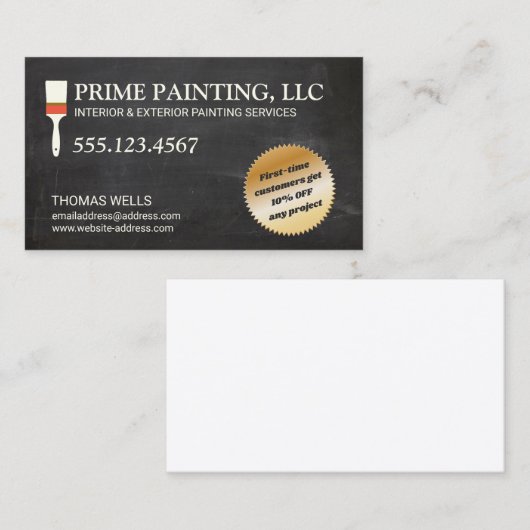 ハウスペインターのブラシ割引プロモ名刺 名刺 (正面/裏面)