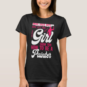 ハウスペインターデコレーター女性画家ガールムーブー Tシャツ