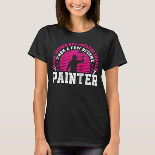 ハウスペインターデコレーター女性画家ガールレトロ Tシャツ (正面)