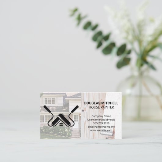 ハウスペインター |木絵を描上のローラー 名刺 (スタンド正面)