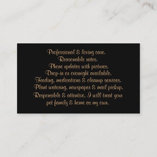 ハウスペットキャットシッティングアンドサービス 名刺 (裏面)