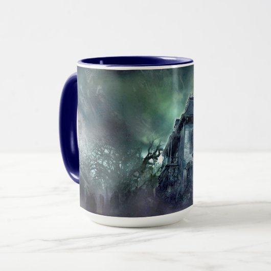 ハウスホラー幽霊のよく出るマグ – 幽霊がいっぱいマンション マグカップ (正面左)