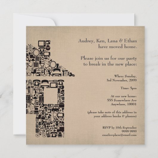 ハウスホーム引っ越し祝いパーティームービングパーティの招待状 招待状 (裏面)
