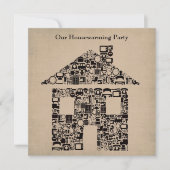 ハウスホーム引っ越し祝いパーティームービングパーティの招待状 招待状 (正面)