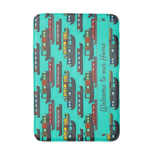 ハウスボートナローボーカラフルトバージェスパターン（の模様が）ある バスマット (正面縦)