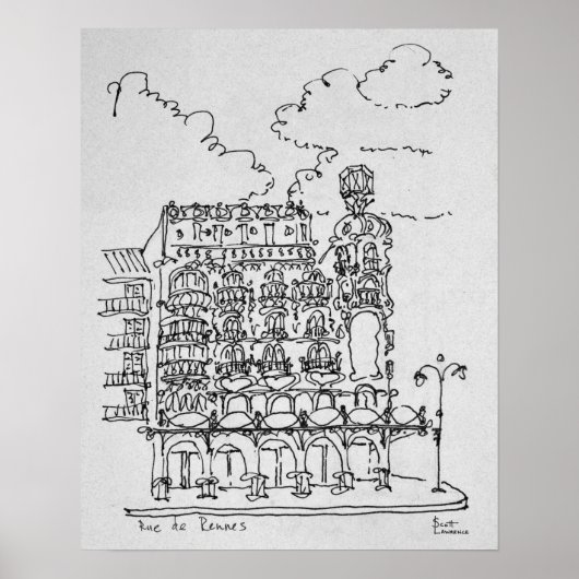 ハウスマン建物 |パリ，ルー・デ・レンヌ ポスター (正面)