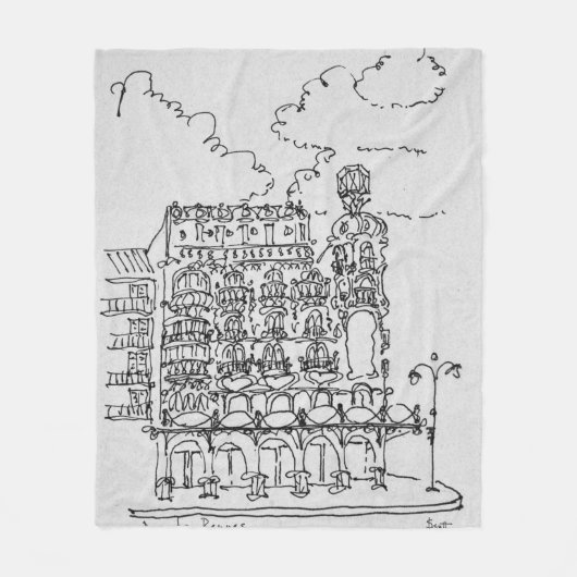 ハウスマン建物|ルードレンヌ，パリ フリースブランケット (正面)