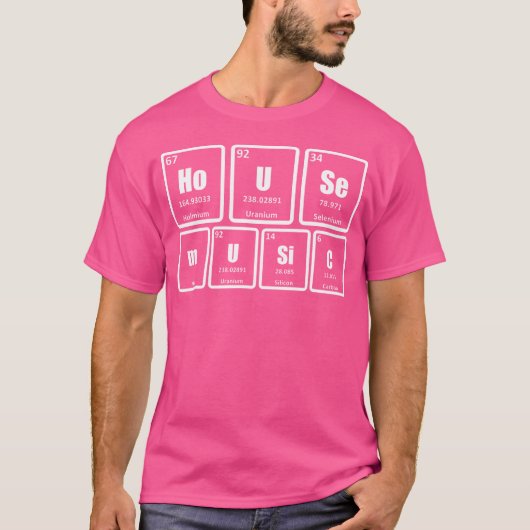 ハウスミュージックおもしろい- Periodic Table Science Edm Dj Tシャツ (正面)