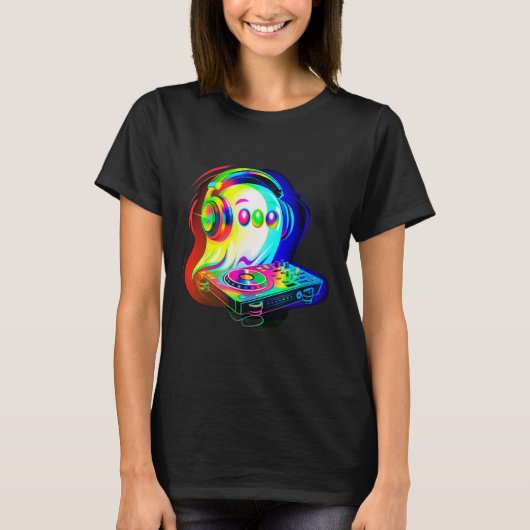 ハウスミュージック幽霊Dj光学イリュージョンEdm Hallowee Tシャツ (正面)
