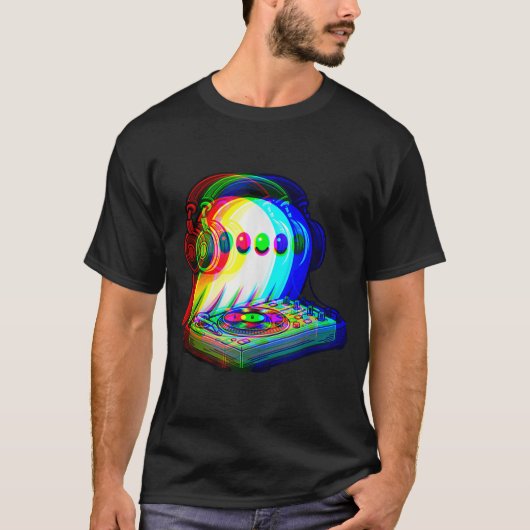 ハウスミュージック ゴースト DJ だまし絵 EDM Tシャツ (正面)
