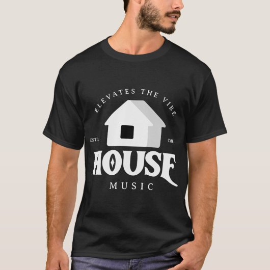 ハウスミュージック - 雰囲気を高める Tシャツ (正面)