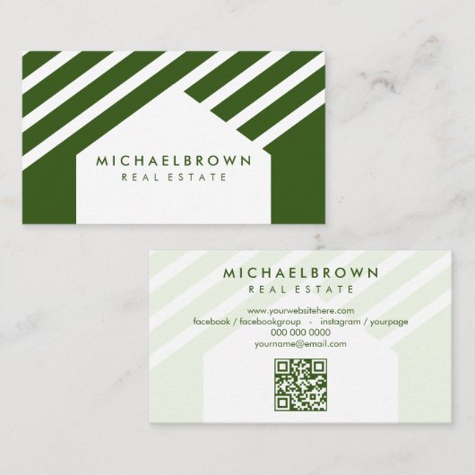 ハウスルーフ実在エテートQrコード 名刺 (正面/裏面)