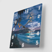 ハウスルールと美しいシーン正方形の壁時計 スクエア壁時計 (傾斜)
