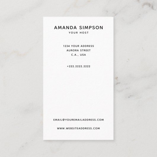 ハウスレンタル写真とロゴエアブロブ 名刺 (裏面)