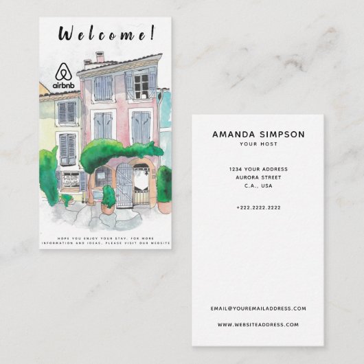 ハウスレンタル写真とロゴエアブロブ 名刺 (正面/裏面)