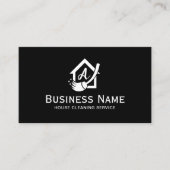 ハウスロゴホームクリーニングメイドサービスプレーンブラック 名刺 (正面)