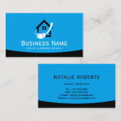 ハウスロゴホームクリーニングメイドサービスプレーンブルー 名刺 (正面/裏面)