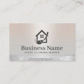 ハウスロゴホームクリーニング&メイドサービスシルバー 名刺 (正面)