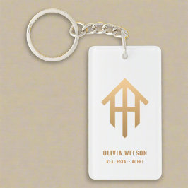 ハウスロゴ不動産仲介業者エージェント金ゴールドウェルカムホームリビング キーホルダー