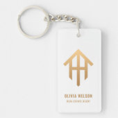 ハウスロゴ不動産仲介業者エージェント金ゴールドウェルカムホームリビング キーホルダー (正面)