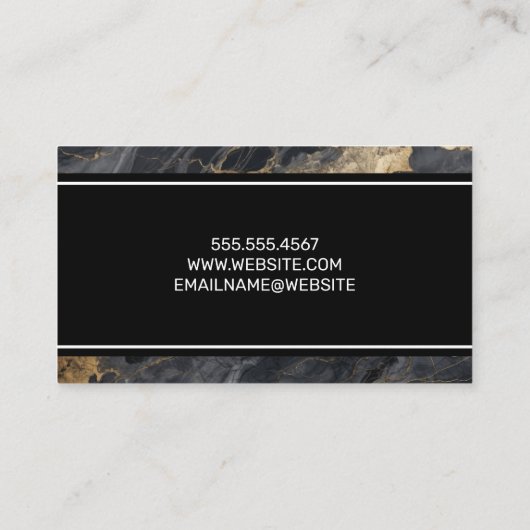 ハウスロゴ |大理石ダークグレー金ゴールド 名刺 (裏面)