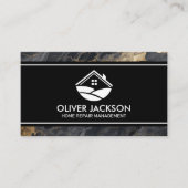 ハウスロゴ |大理石ダークグレー金ゴールド 名刺 (正面)