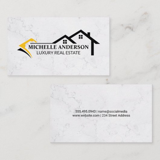 ハウスロゴ |大理石背景 名刺 (正面/裏面)