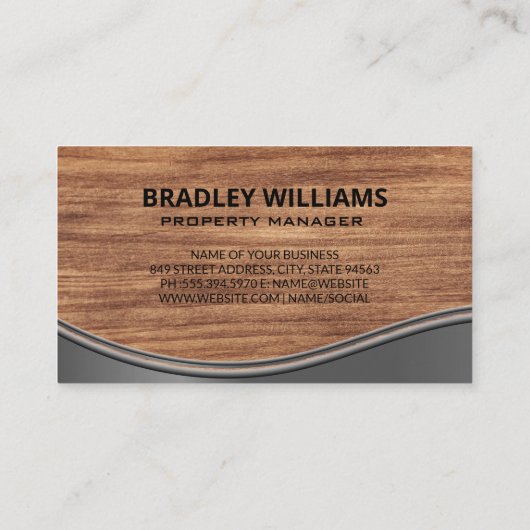 ハウスロゴ |木目メタル 名刺 (裏面)