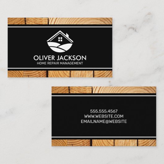 ハウスロゴ |木目 名刺 (正面/裏面)