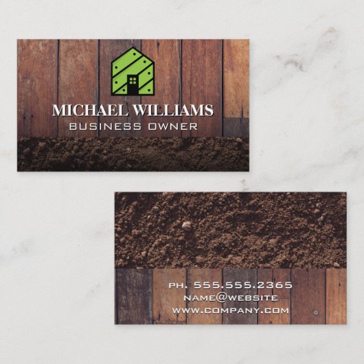 ハウスロゴ |木製のボードと土 名刺 (正面/裏面)