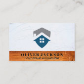 ハウスロゴ |木製の広さの背景 名刺 (正面)