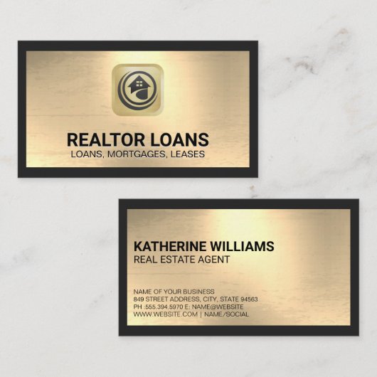 ハウスロゴ |金属の背景 名刺 (正面/裏面)