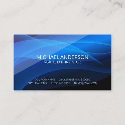 ハウスロゴ |青い抽象芸術背景 名刺 (裏面)