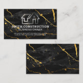 ハウスロゴ | 黒い大理石の金ゴールド背景 名刺 (正面/裏面)