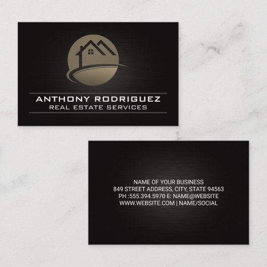 ハウスロゴ | 黒の背景 名刺 (正面/裏面)