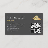 ハウスロ実在ゴエステートグレー&金ゴールド不動産仲介業者QRコード 名刺 (裏面)