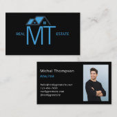 ハウスロ実在ゴエステートネイビー&ブラック不動産仲介業者写真 名刺 (正面/裏面)
