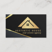 ハウスロ実在ゴエステートネイビー&金ゴールド不動産仲介業者 名刺 (正面)