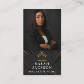 ハウスロ実在ゴエステートブラック&金ゴールド不動産仲介業者写真 名刺 (正面)