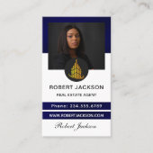 ハウスロ実在ゴエステートブルー&金ゴールド不動産仲介業者写真 名刺 (正面)