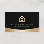 ハウスロ実在ゴエステート不動産仲介業者モダンブラック&金ゴールド 名刺 (正面)
