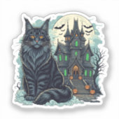 ハウスワッチャー幽霊のよく出る – メインクーンハロウィーン シール (正面)