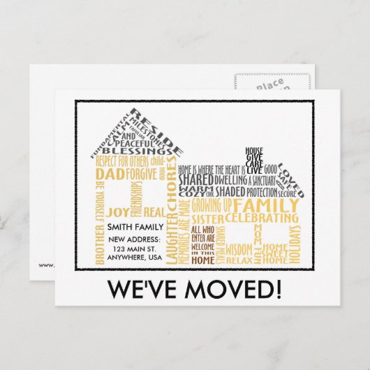 ハウスワードアート，引っ越しました 案内ポストカード (正面/裏面)