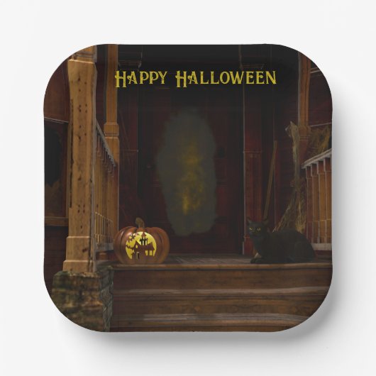 ハウス不気味幽霊のよく出るポーチ ペーパープレート (正面)