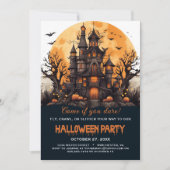 ハウス幽霊のよく出るこうもりツリーズ不気味ハローウィンパーティ 招待状 (正面)