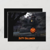 ハウス幽霊のよく出るこうもりパンプキンハロウィーン招待状 招待状 (正面/裏面)