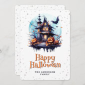 ハウス幽霊のよく出るこうもりムーンジャックオランタンハロウィーン シーズンカード (正面/裏面)