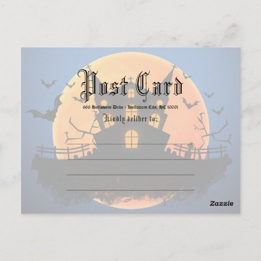 ハウス幽霊のよく出るこうもり墓地ハロウィーン招待状 ポストカード (裏面)